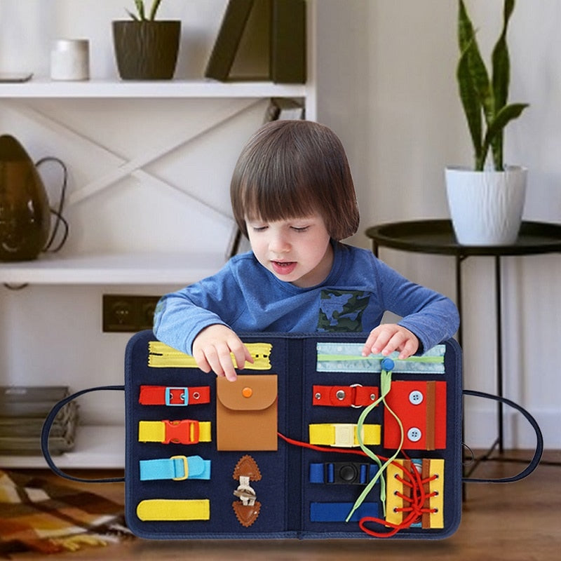 Busy Board Opened Flat for Play