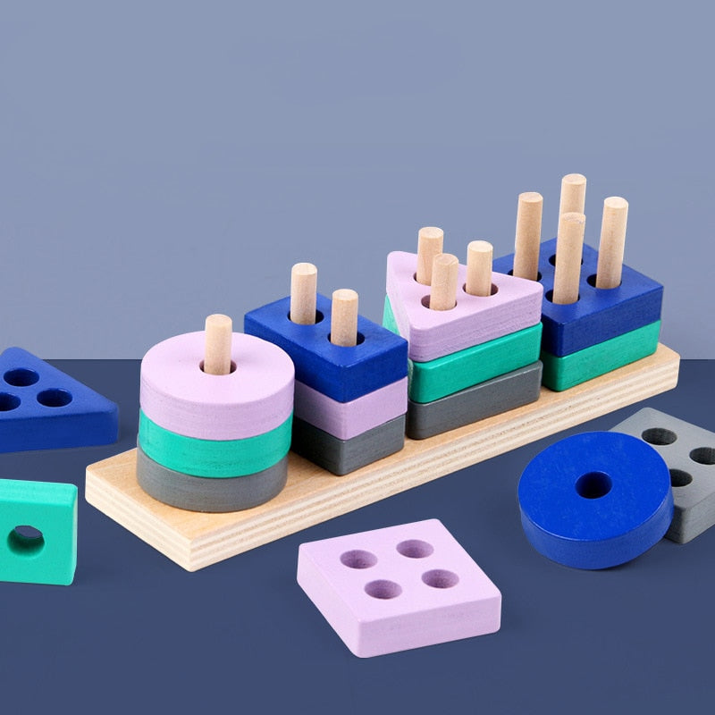 Montessori Shape Sorting Wooden Blocks Set